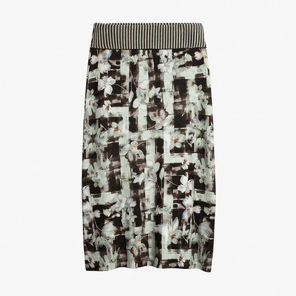 AYANAS Floral Check Print Flare Midi Skirt