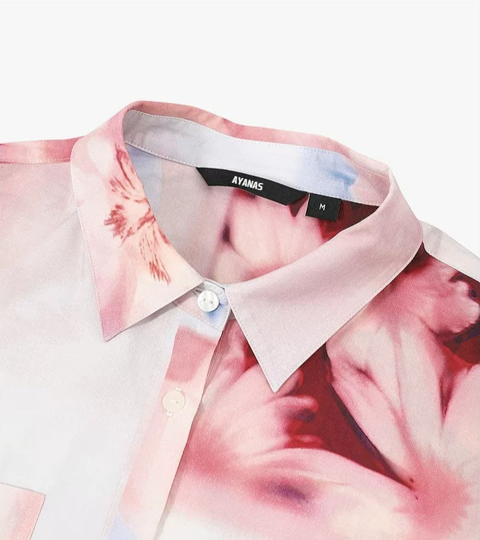 AYANAS Women's Short-Sleeve Floral Print Shirt