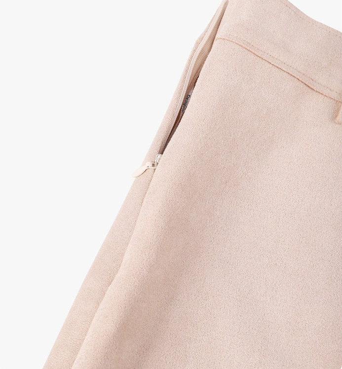 AYANAS Faux suede laser-cut A-line mini skirt