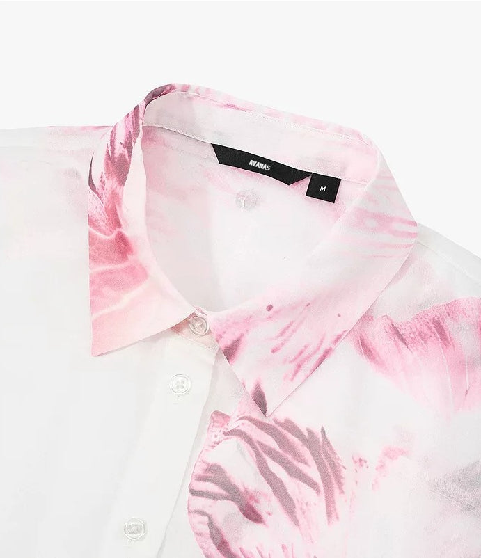 AAYANAS  lightweight pink printed women's long-sleeve shirt