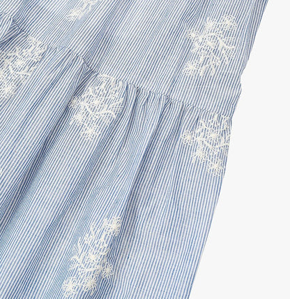 AYANAS Striped embroidered tiered skirt