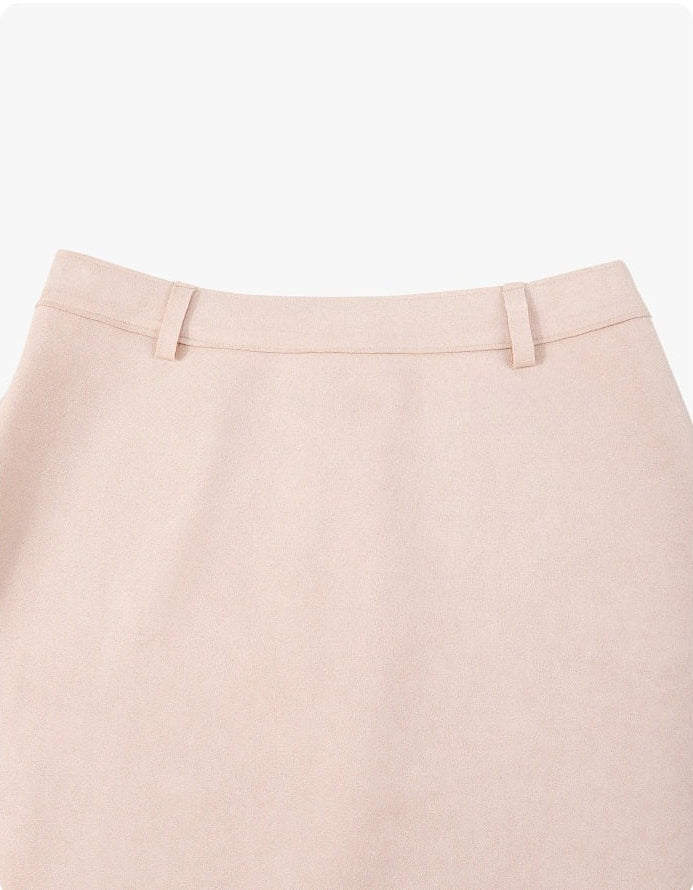 AYANAS Faux suede laser-cut A-line mini skirt