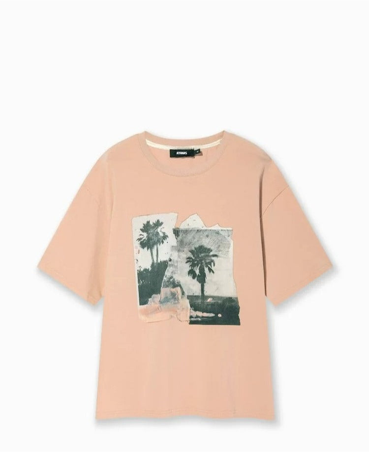 AYANAS T-Shirt with Coconut Tree Print and Embroidery