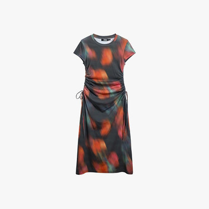 AYANAS  Women's Stretch Round-Neck Dress with Gradient Print
