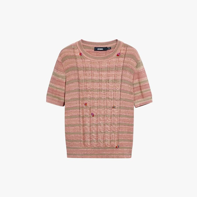 AYANAS  Crew-Neck Short-Sleeve Knit Top