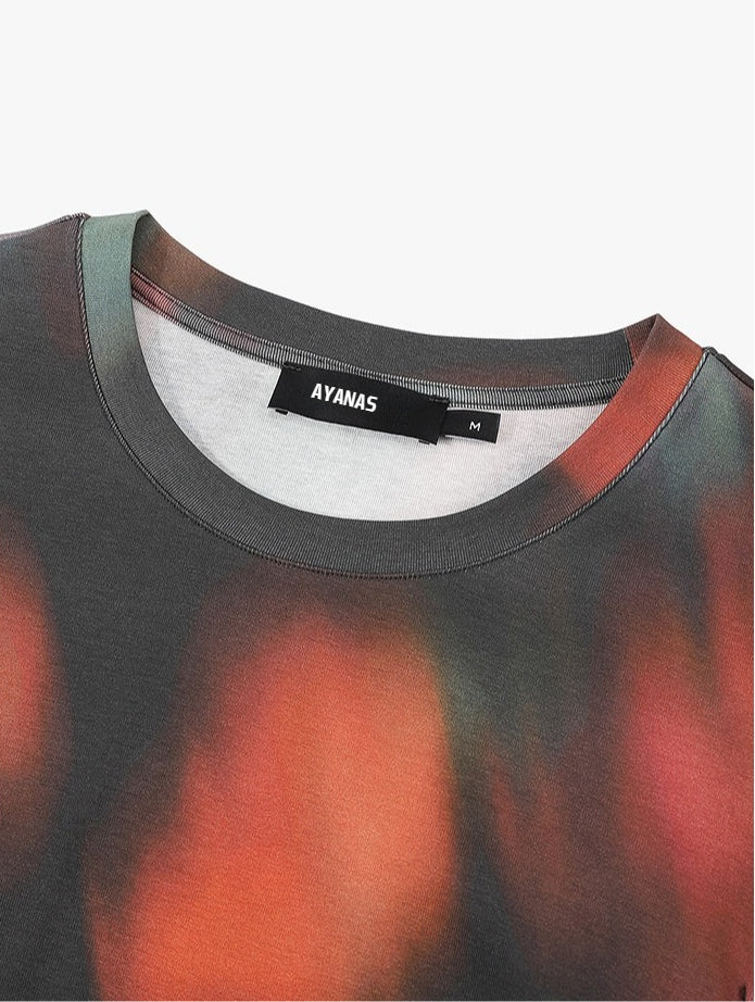 AYANAS  Women's Stretch Round-Neck Dress with Gradient Print