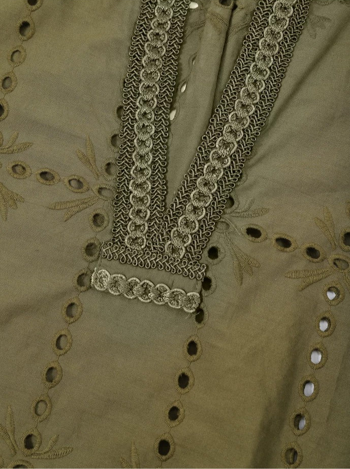 AYANAS Loose-fitting, openwork embroidered women's shirt-dress set