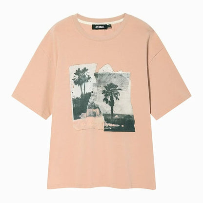 AYANAS T-Shirt with Coconut Tree Print and Embroidery
