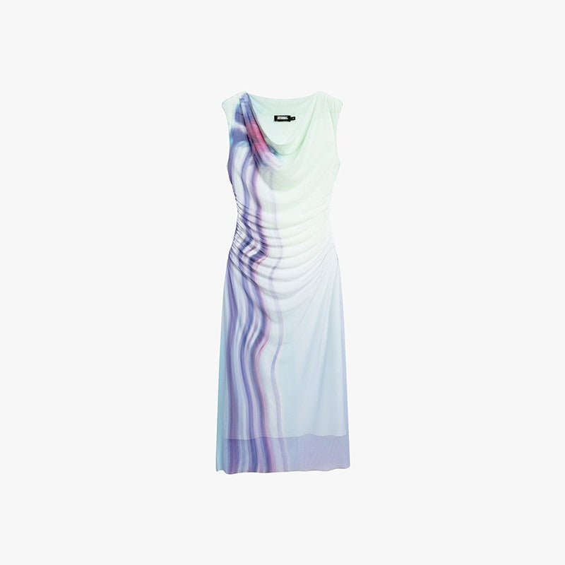 AYANAS Stretch-fit, figure-flattering sleeveless dress with floral print