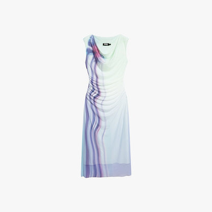 AYANAS Stretch-fit, figure-flattering sleeveless dress with floral print