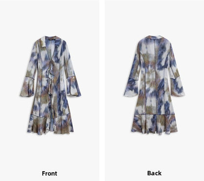 AYANAS Colourful spiral tie-dye ruffled women’s jacket