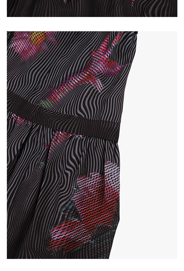 AYANAS Floral Black Wavy Print Dress