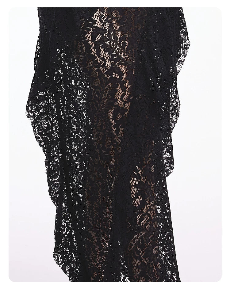 AYANAS Midi skirt with layered ruffles and an asymmetrical slit