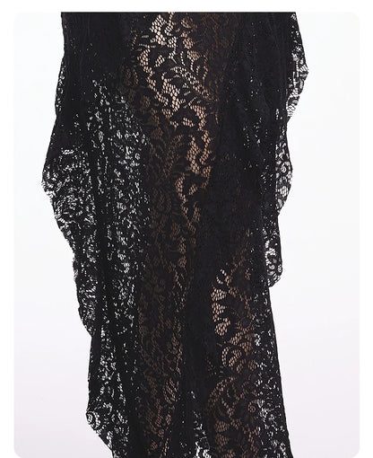 AYANAS Midi skirt with layered ruffles and an asymmetrical slit