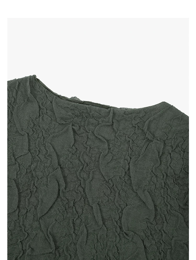 AYANAS  Knit Sweater T-shirt with Ruffled Hem and Side Slit