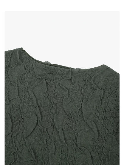 AYANAS  Knit Sweater T-shirt with Ruffled Hem and Side Slit