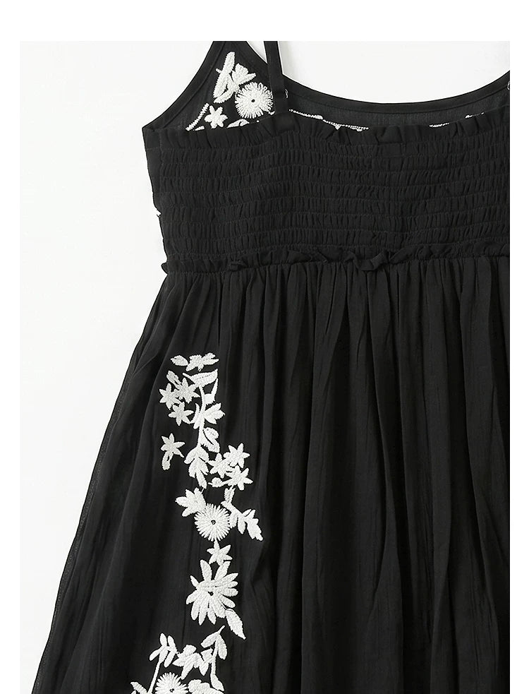 AYANAS Black-and-white floral embroidered sundress