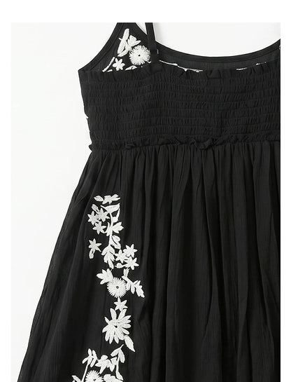 AYANAS Black-and-white floral embroidered sundress