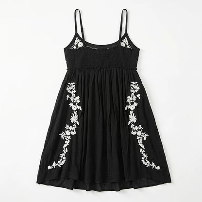 AYANAS Black-and-white floral embroidered sundress