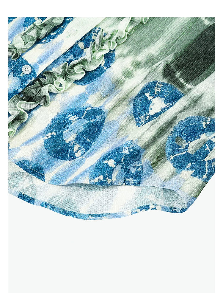 AYANAS Teal Tie-Dye Printed Women's Shirt Set