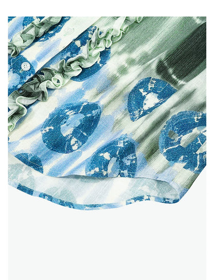 AYANAS Teal Tie-Dye Printed Women's Shirt Set