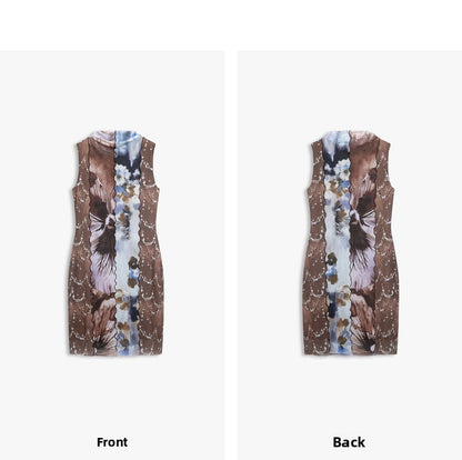 AYANAS Multicoloured patchwork floral print sleeveless dress