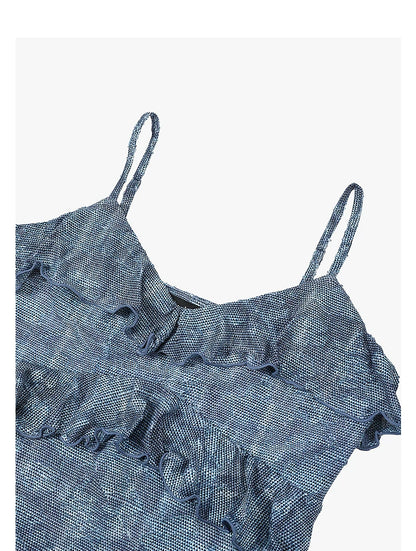 AYANAS Stretch-fit, figure-hugging women’s dress with ruffled print