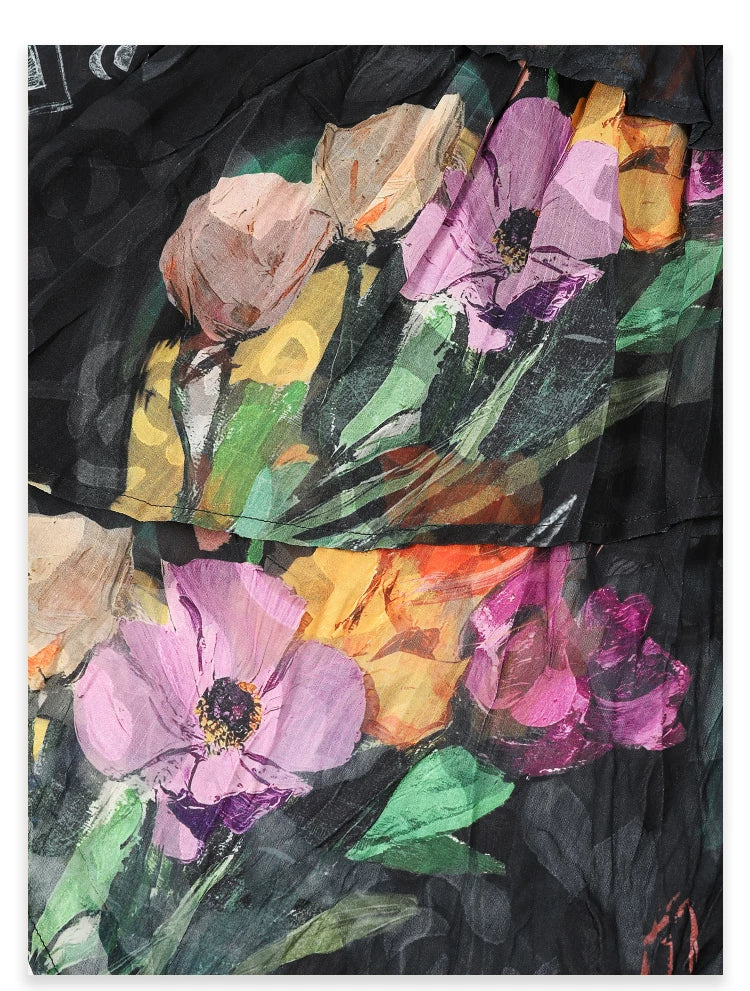 AYANAS Women’s floral print gathered elasticated waist skirt