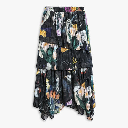 AYANAS Women’s floral print gathered elasticated waist skirt