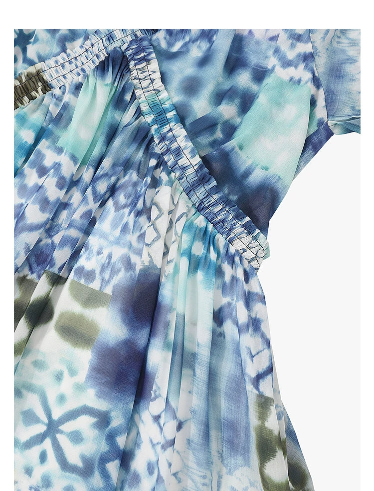 AYANAS Multi-coloured printed chiffon V-neck maxi dress for women