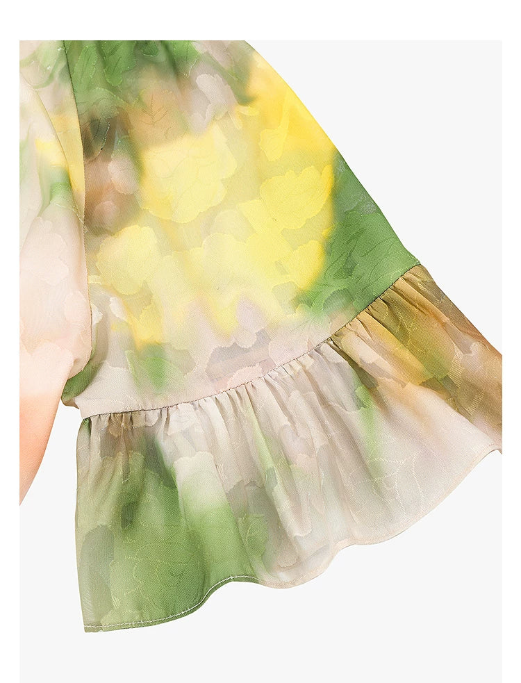 AYANAS Loose-fitting, multicolored ombre-print short-sleeve dress for women