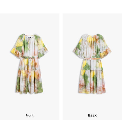 AYANAS Loose-fitting, multicolored ombre-print short-sleeve dress for women