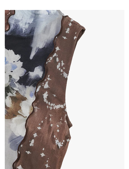AYANAS Multicoloured patchwork floral print sleeveless dress