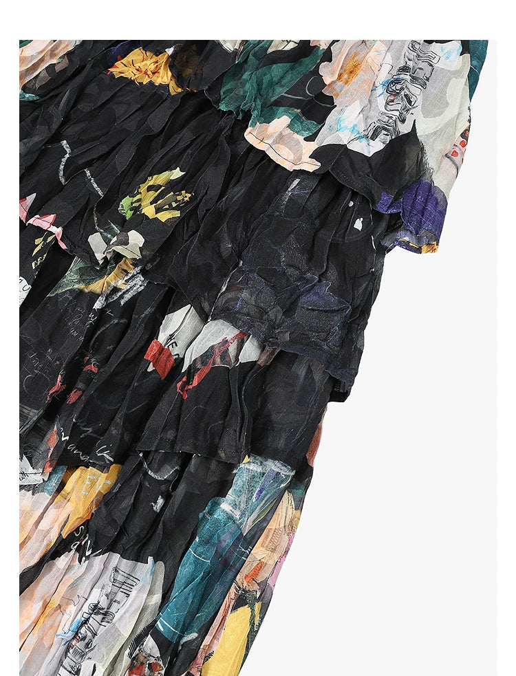 AYANAS Women’s floral print gathered elasticated waist skirt