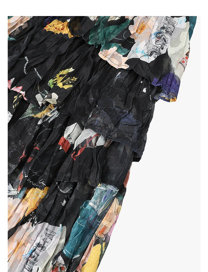 AYANAS Women’s floral print gathered elasticated waist skirt