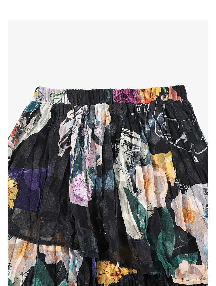 AYANAS Women’s floral print gathered elasticated waist skirt