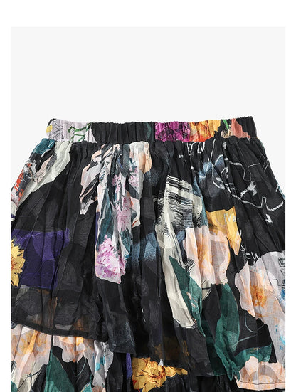 AYANAS Women’s floral print gathered elasticated waist skirt