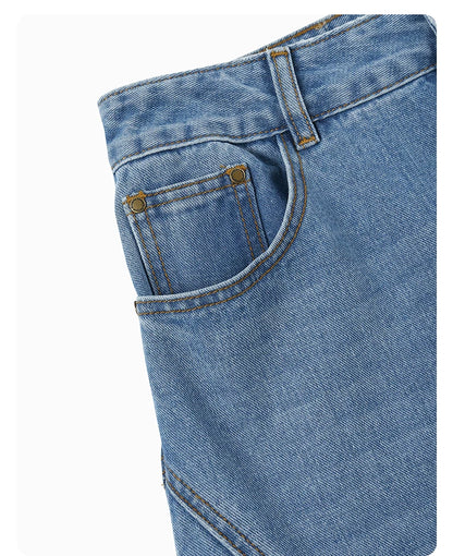 A-line patchwork denim skirt