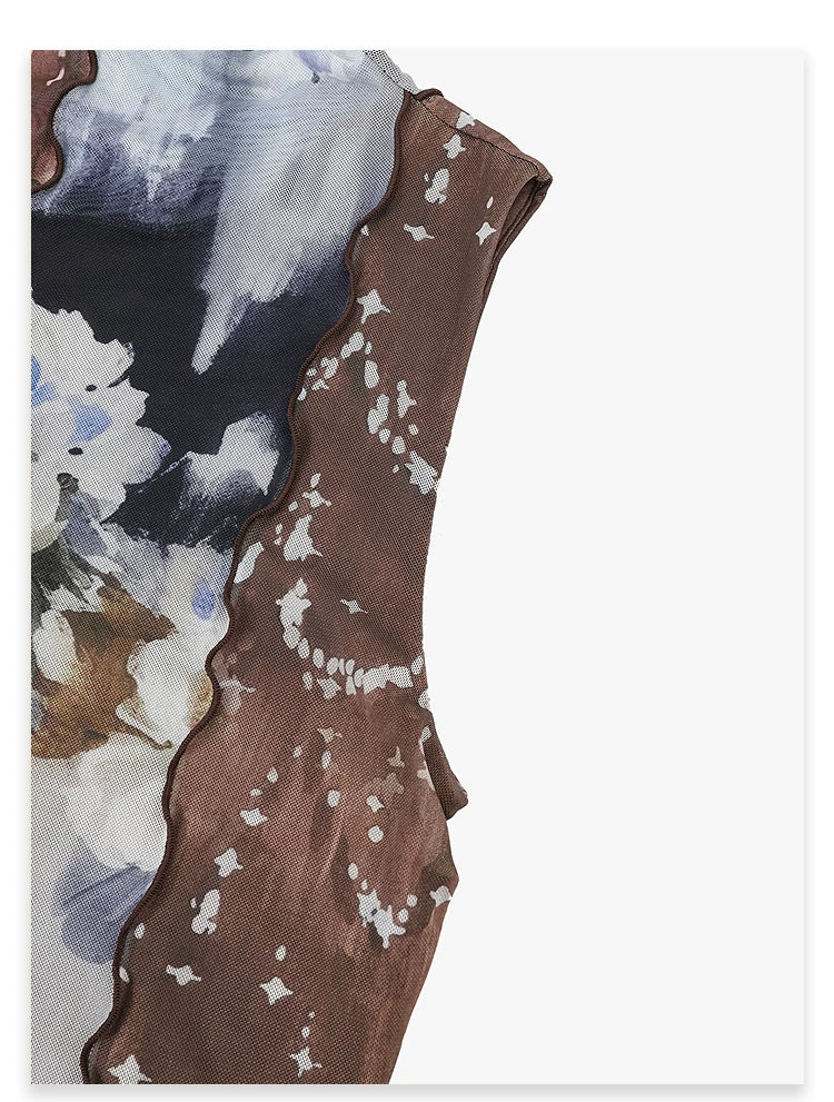 AYANAS Multicoloured patchwork floral print sleeveless dress