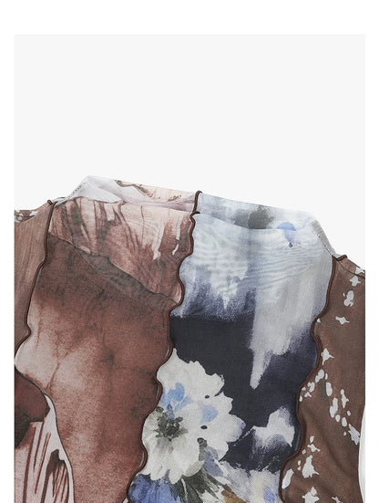 AYANAS Multicoloured patchwork floral print sleeveless dress