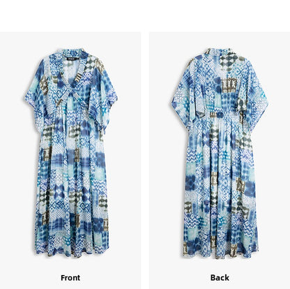 AYANAS Multi-coloured printed chiffon V-neck maxi dress for women