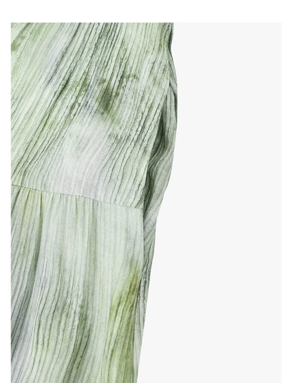 AYANAS Green gradient mottled print pinafore dress