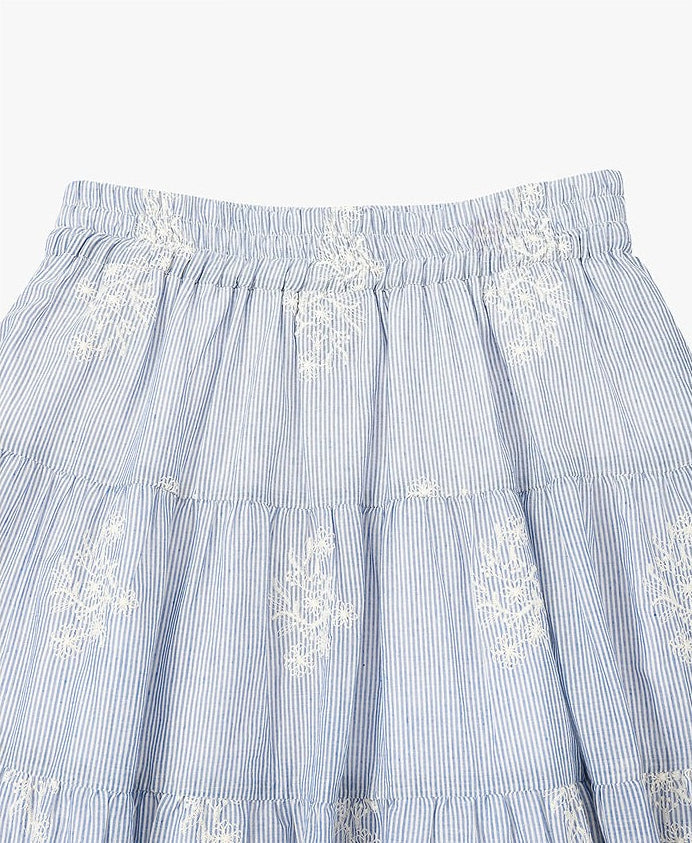 AYANAS Striped embroidered tiered skirt