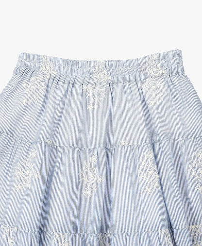 AYANAS Striped embroidered tiered skirt