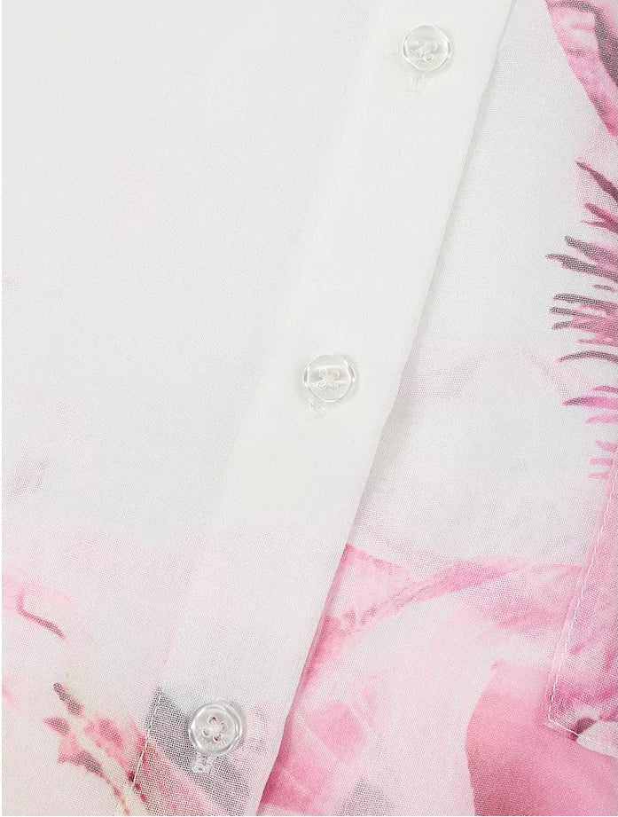 AAYANAS  lightweight pink printed women's long-sleeve shirt