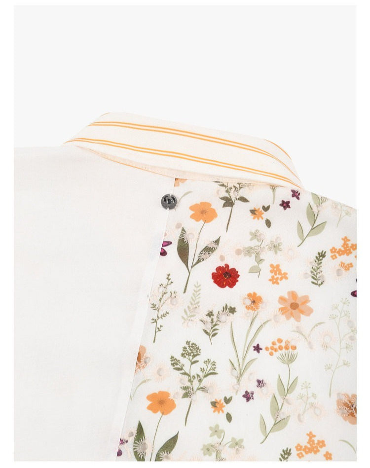 AYANAS Printed Patchwork Striped Collared Shirt Dress