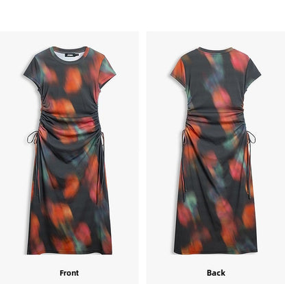 AYANAS  Women's Stretch Round-Neck Dress with Gradient Print
