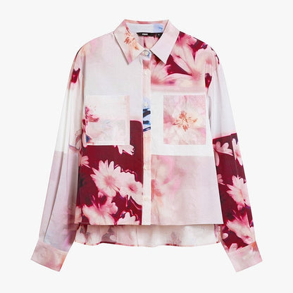 AYANAS Women's Short-Sleeve Floral Print Shirt