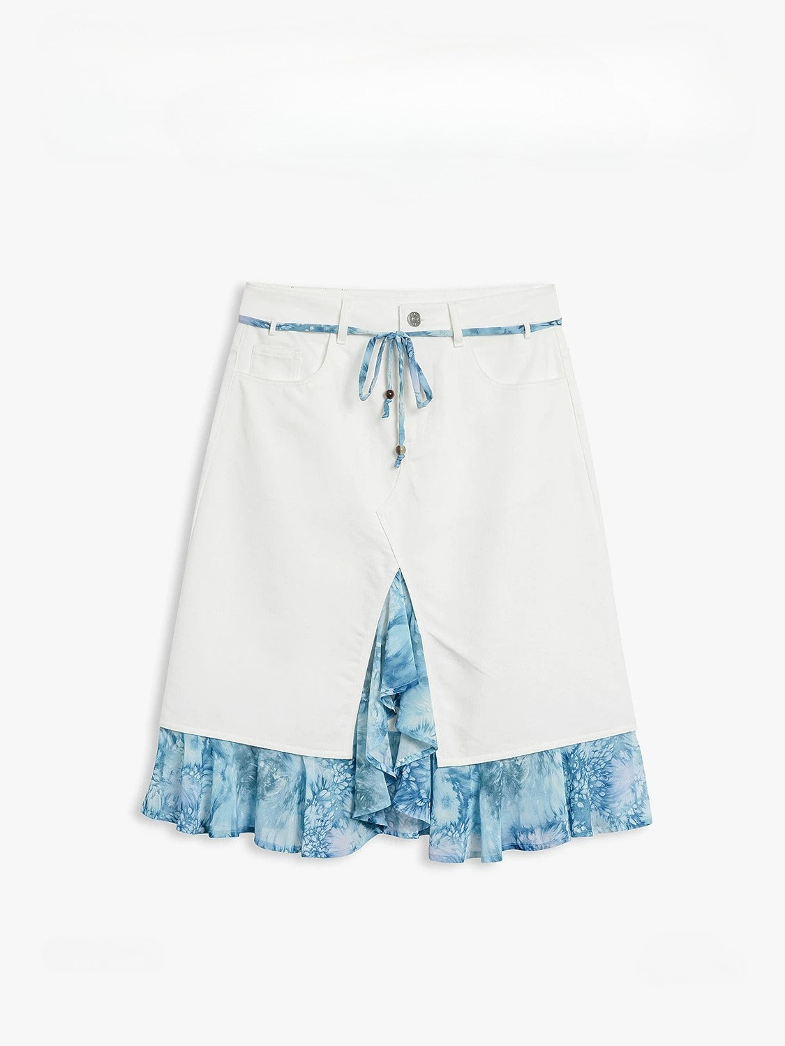 AYANAS Two-piece-style tie-dye print patchwork midi skirt