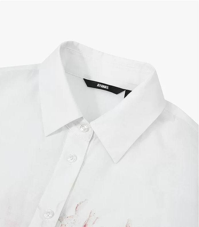 AYANAS Loose-fitting women's shirt with hand-painted coral print